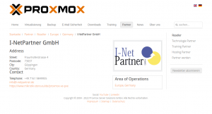 Fa I-Netpartner Partner & Reseller Listing auf der offiziellen Proxmox Seite